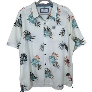 jetty mens xl Dockside Party cotton/viscose floral Hawaiian Style buttonup shirt